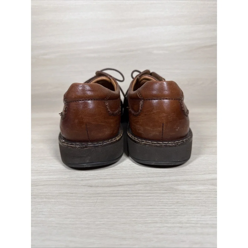 Ecco Mens Size 44 Extra Width Brown Leather Shock Point Oxford‎ Dress Shoes Lace
